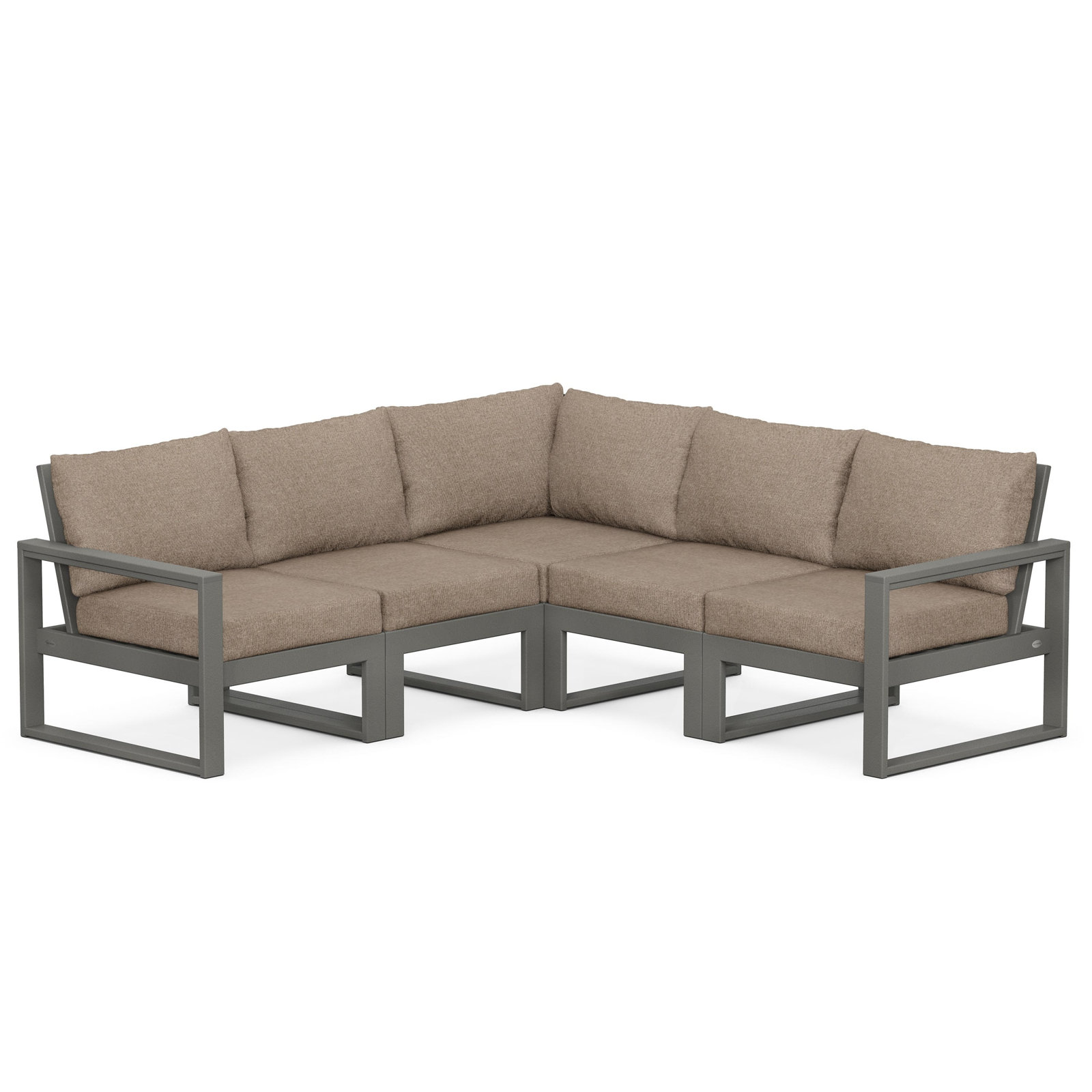 POLYWOOD® Edge 85" Patio Sectional, Spiced Burlap, Slate Grey
