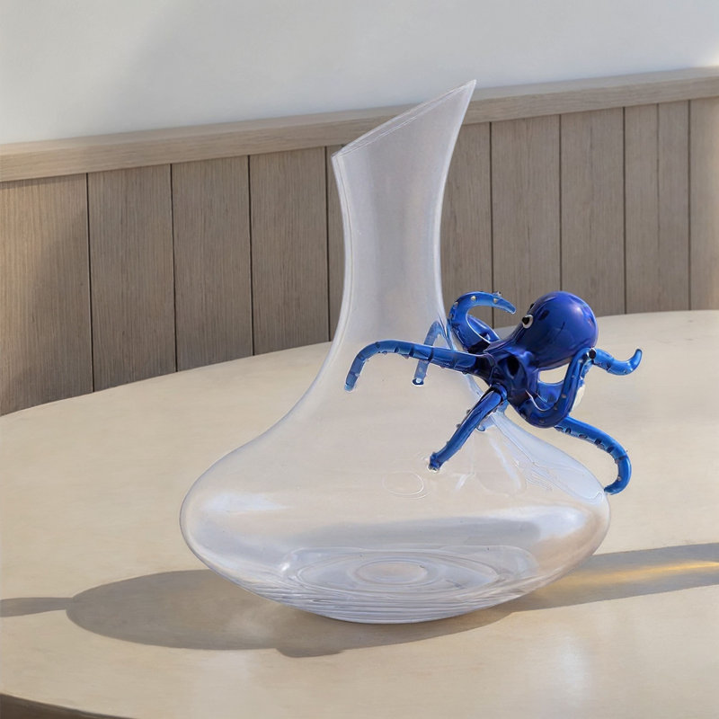 Glass Decanter With Hand-Blown Octopus