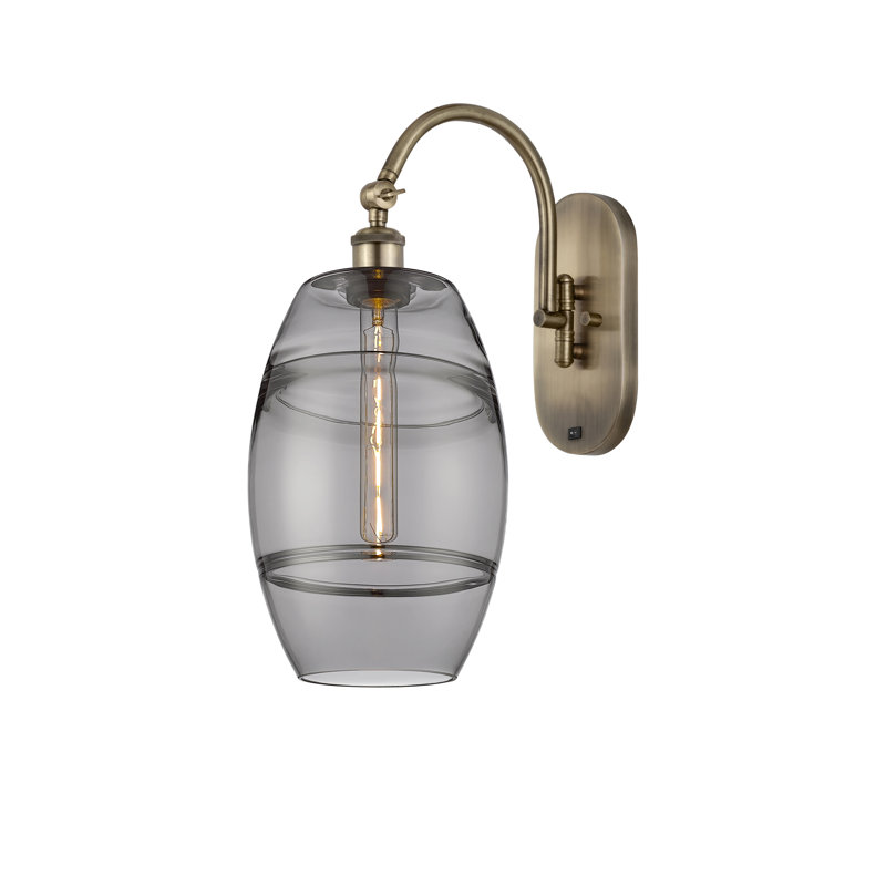 Dundrod Steel Armed Sconce, Light Smoke, Antique Brass