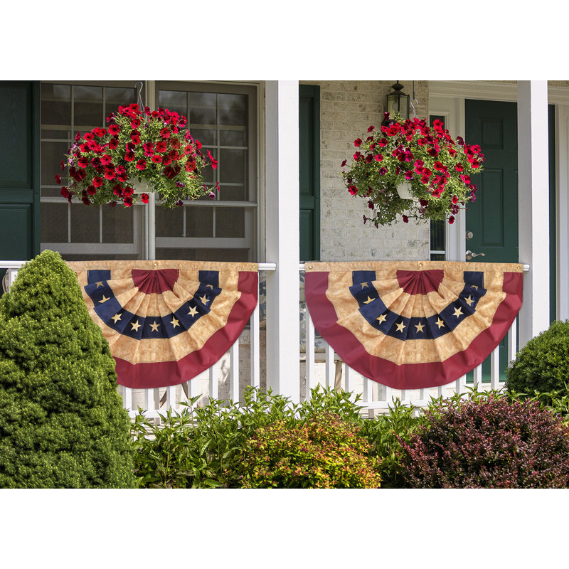 Bruant patriotique teint thé 48 po x 24 po, Jaune / rouge / bleu marine, 0.1" H x 24" W