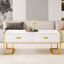 Table basse moderne moderne avec 4 tiroirs de rangement, grand plateau de table et base de support décorative pour salon contemporain-371406723