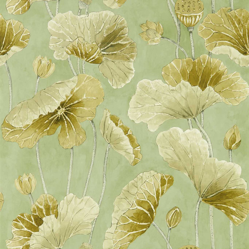 Lotus Leaf Wallpaper, Oriental Green/Olive