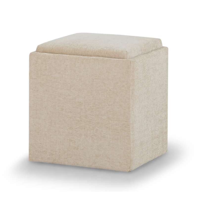 Repose-pieds carré 18 po avec rangement, Chenille nid d'abeille taupe