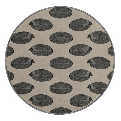 Washable Gray Partridge Birds Area Rug