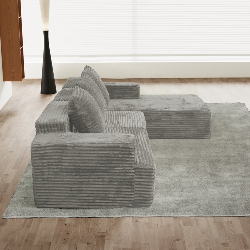 Canapé modulaire convertible, Antique Grey Fabric, 25" H x 102" W x 35" D, Right Hand Facing, Antique Grey