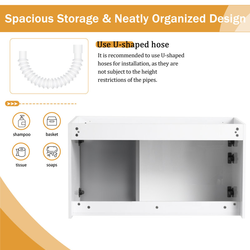 Base de meuble-lavabo mural simple 36 po Caelum