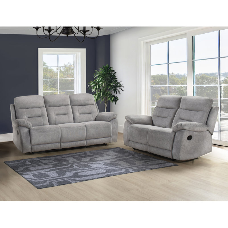 Ensemble 2 pièces: canapé inclinable et causeuse, étain, Pewter 2-piece Set