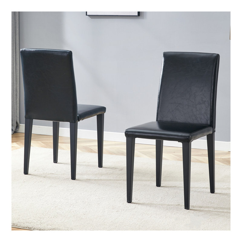 Chaises de salle à manger élégantes et polyvalentes en cuir synthétique, 2, Noir, Black