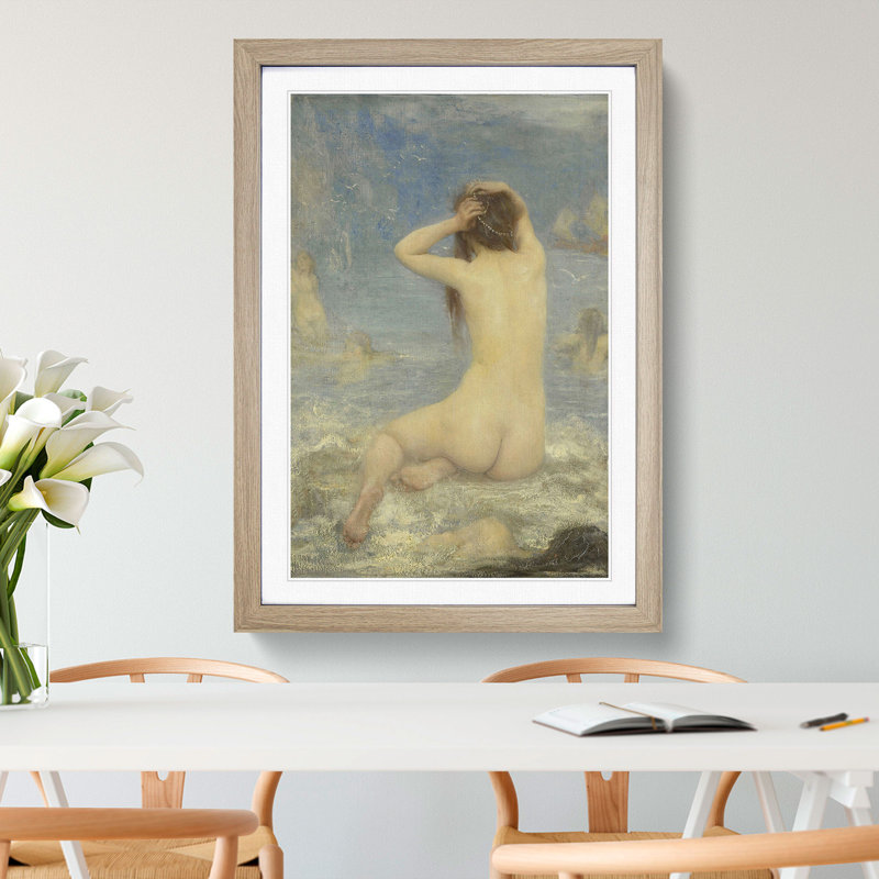 The Sirens by John Macallan Swan - Picture Frame Painting, 65cm H x 48cm W x 2cm D, Oak Framed