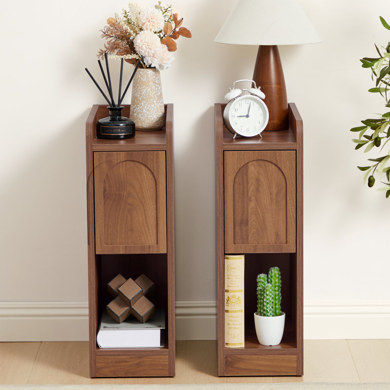 Narrow End Table Storage, Brown