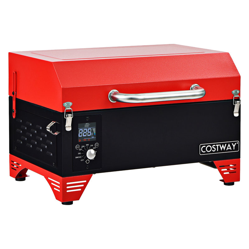 Costway 24'' W Barrel Charcoal Grill, Red