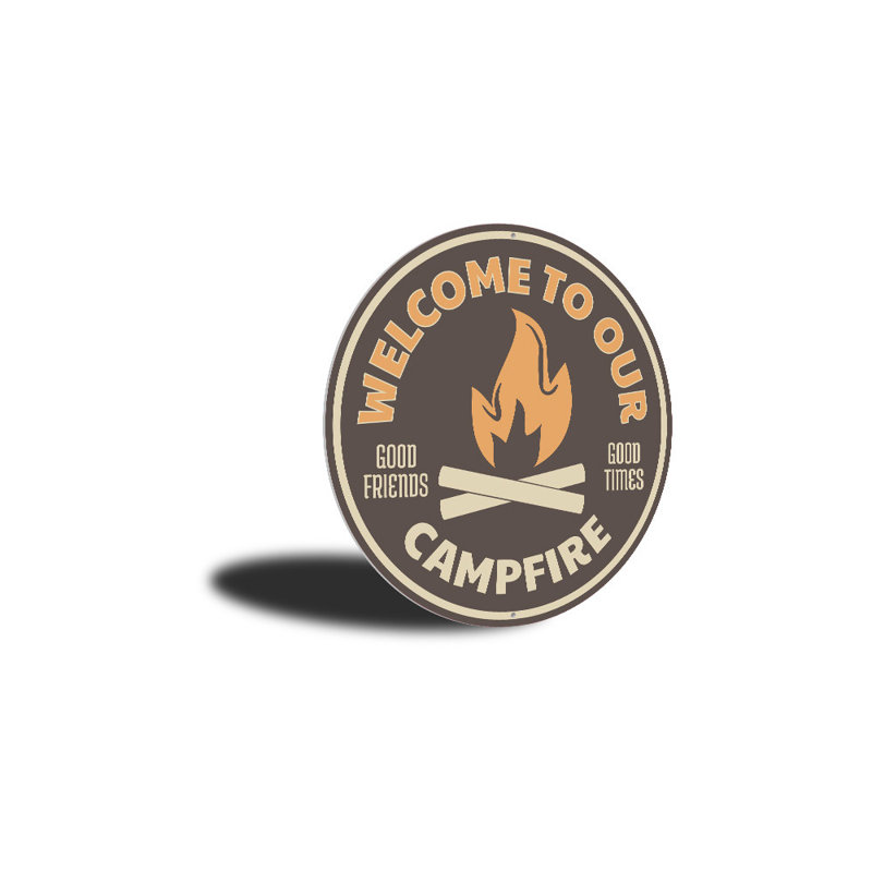 Enseigne de feu de camp en aluminium, H 18 po x l 18 po x P 0,06 po