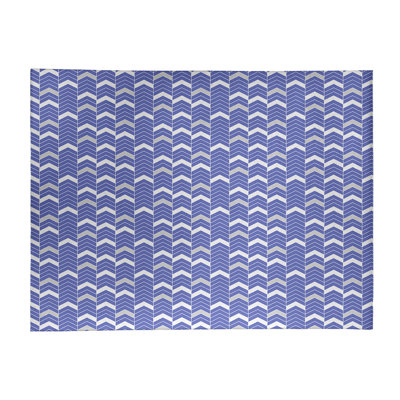Tapis bleu/gris à chevrons lineed