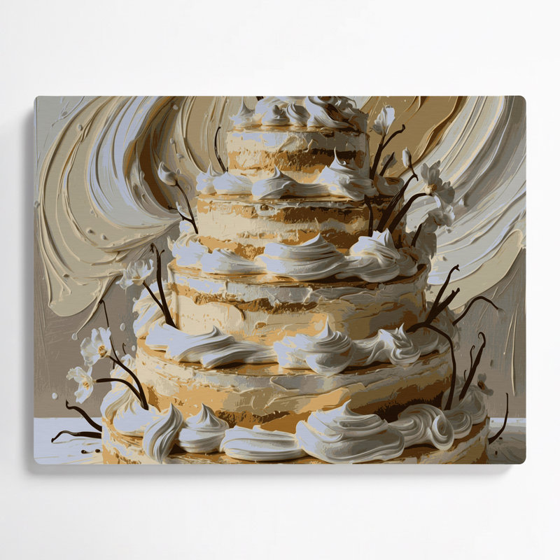 Desserts, gâteau à la vanille, art mural en métal beige, H 11 po x l 14 po