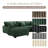 5 - Piece Upholstered Green Faux Rabbit Fur Flannel Modular Sectional Sofa with Throw Pillows & Removable Ottomans-29723053
