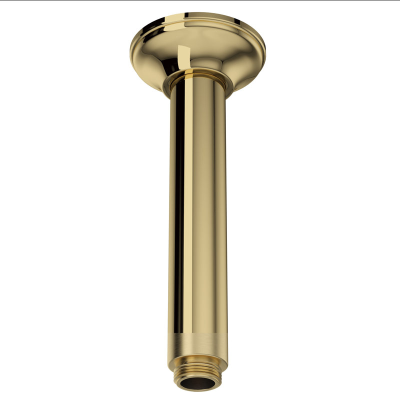 7" Ceiling Mount Shower Arm, Unlacquered Brass