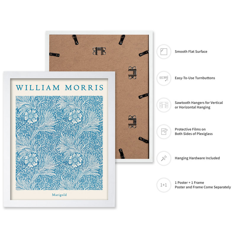 William Morris - souci n ° 7, Poster, White Framed, 08"H x 10"W