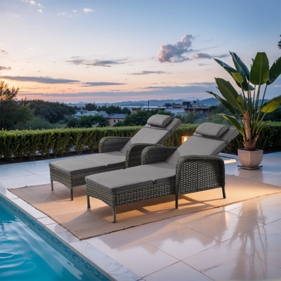 Dahlyla Outdoor Reclining Chaise Lounge Chairs with Cushions(Set of 2) by Red Barrel Studio