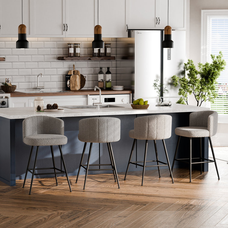 Counter & Bar Stool With Large Seat And Back, Set Of 4