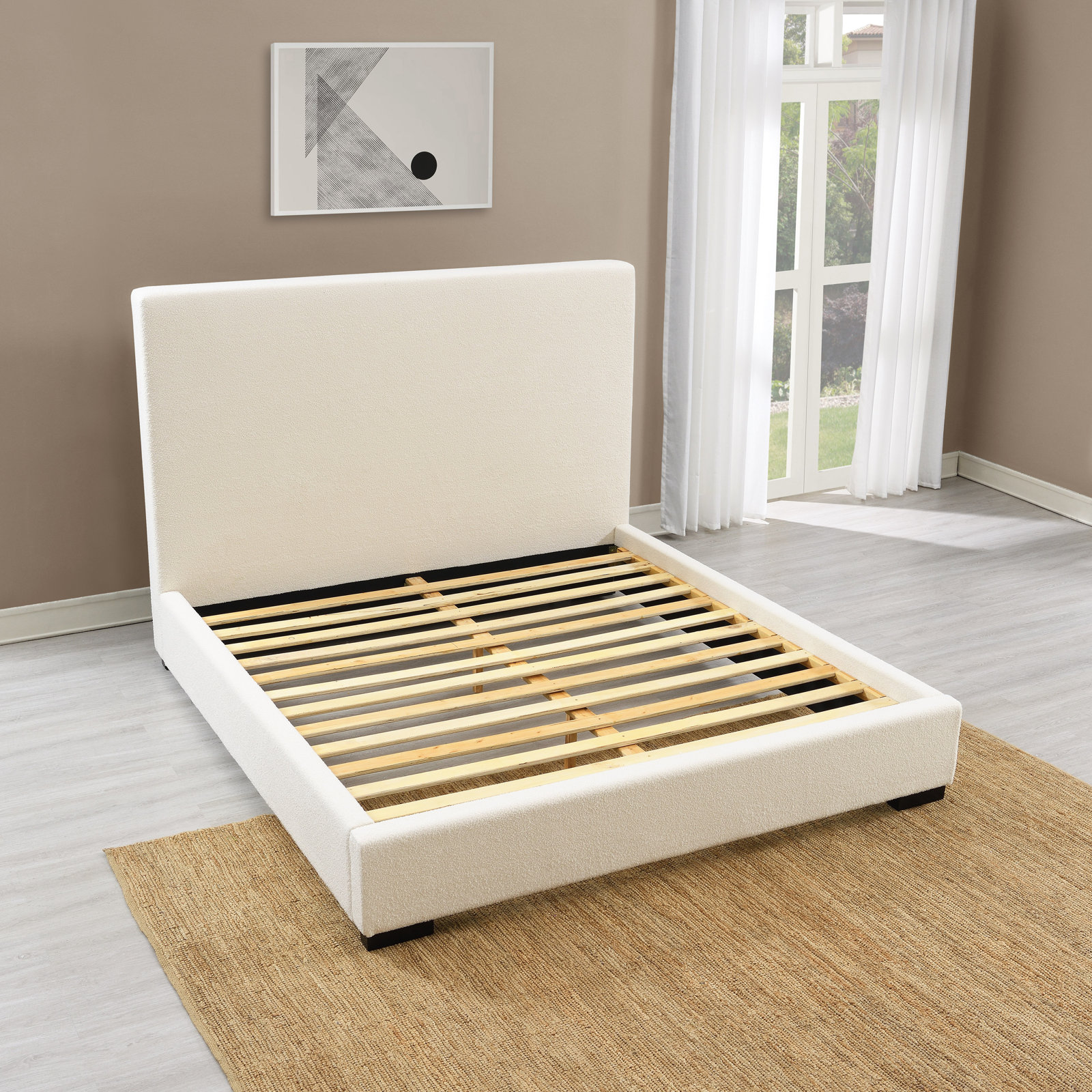 Tyndall Boucle Sleigh Bed, King 