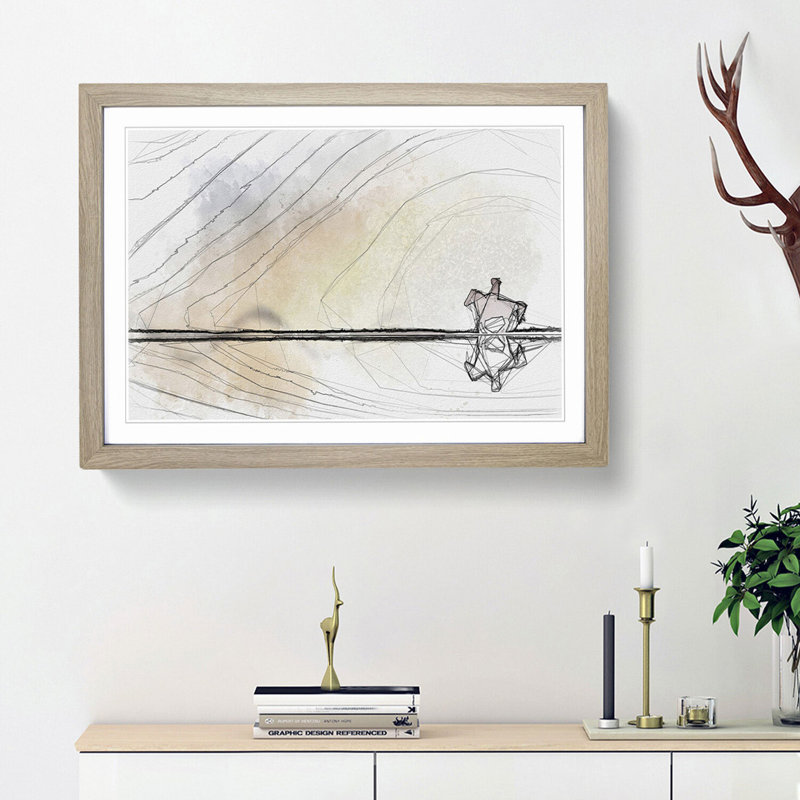 Horse Riding in the Sunlight in Abstract - Picture Frame Graphic Art Print, 62cm H x 87cm W x 2cm D, Oak Framed