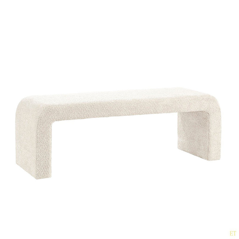 Boucle Waterfall Bench Cream 52"W, Cream