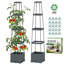 Ensemble de 2 jardin surélevé avec treillis, jardinière à arrosage automatique, cadre en acier à hauteur ajustable pour plantes grimpantes, jardinière d'extérieur pour tomates, légumes, balcon et patio-337976462
