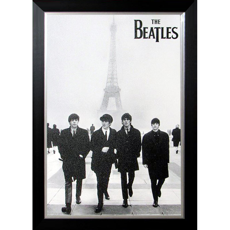 Les Beatles à la Tour Eiffel - Reproduction sur toile encadrée (33,5 po x 23,5 po)