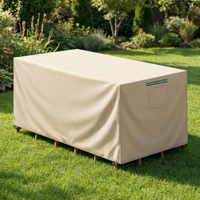 Durable 420D Outdoor Table Cover - Waterproof And UV-Resistant Patio Furniture Protector With Vents And Straps