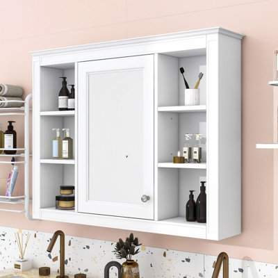 Eversole Wall-Mounted Bathroom Medicine Cabinet with Mirror and Concealed Storage