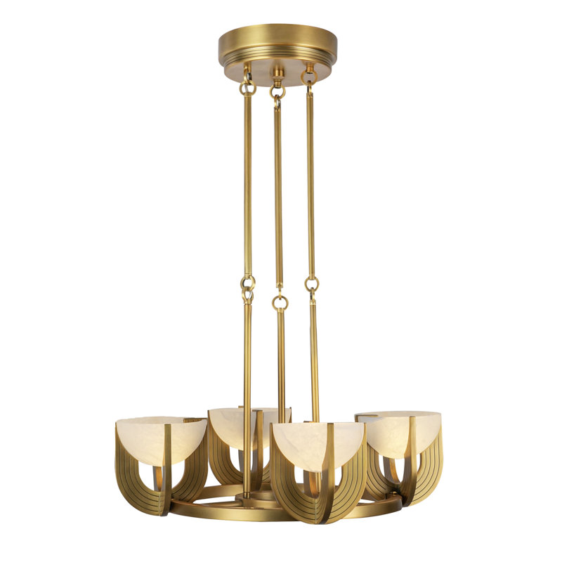 Colette Steel LED Chandelier by Elisa Carlucci, Vintage Brass, 4, 6.25" H x 22.88" W x 22.88" D