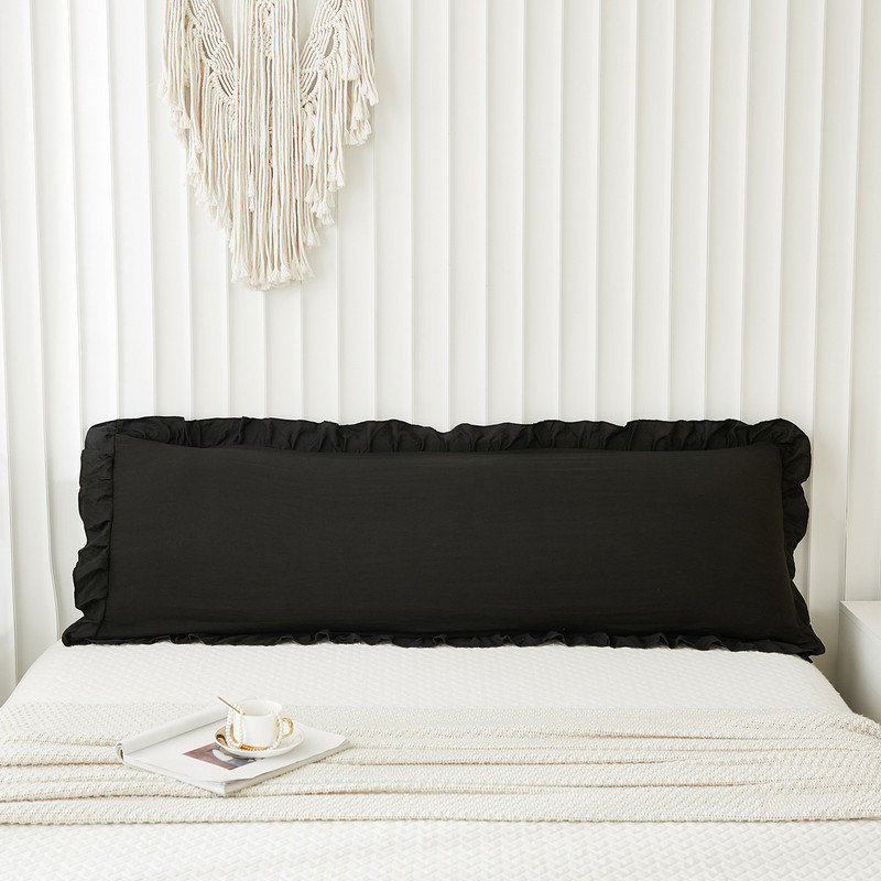 Black Pillowcases King Pillowcases Ruffled Pillow Shams Set of 2 Cute Pillowcases Solid Ruffled Fringe Design 2 Pack, Black