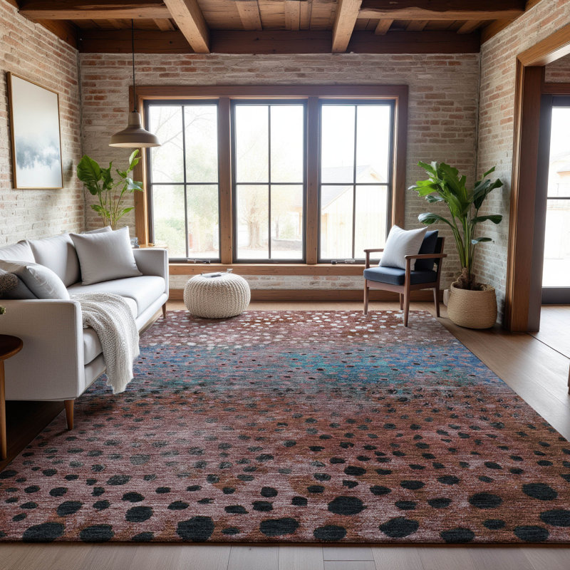 Premium Machine Washable Christina AMF1074 Circles Rug, Rectangle 9 pi x 12 pi