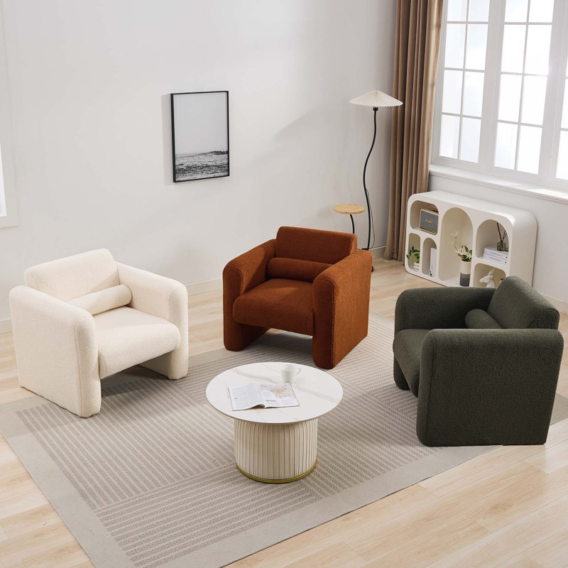 Chaise d'appoint en tissu Sherpa, Vert algue