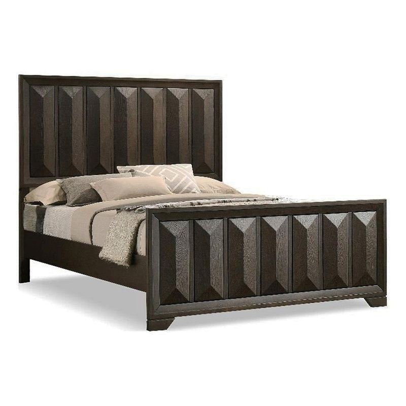 Mobilier de chambre à coucher de style moderne avec tête de lit espresso 1pc, Très grand lit