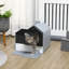 Hooded Cat Litter Tray with Scoop Drawer Pan 47 x 45 x 42cm Grey