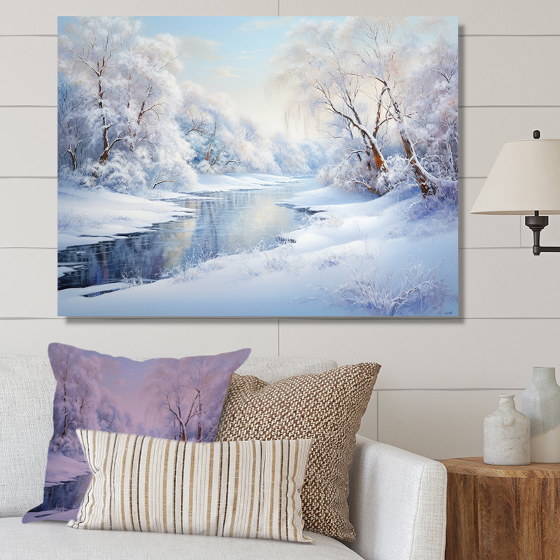 «Winter River Snow Charm Landscape IV - Snow», reproduction sur toile encadrée, H 24 po x l 32 po x P 1 po, Toile tendue