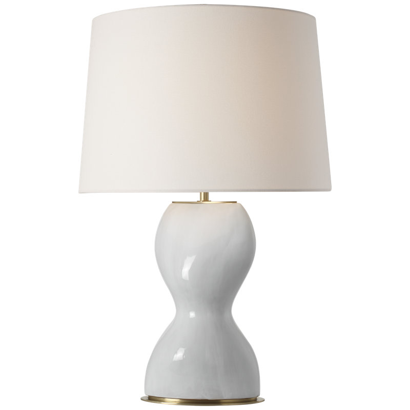 Thomas O'Brien Misaki 28" Table Lamp in Sandy Midnight with Linen Shade, White