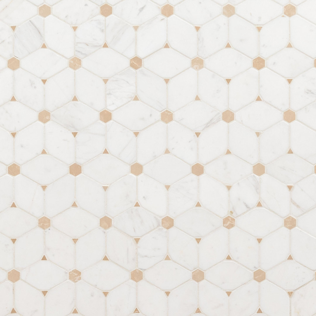 11 in. x 13 in. Polished Marble Mosaic Floor and Wall Tile Ackland