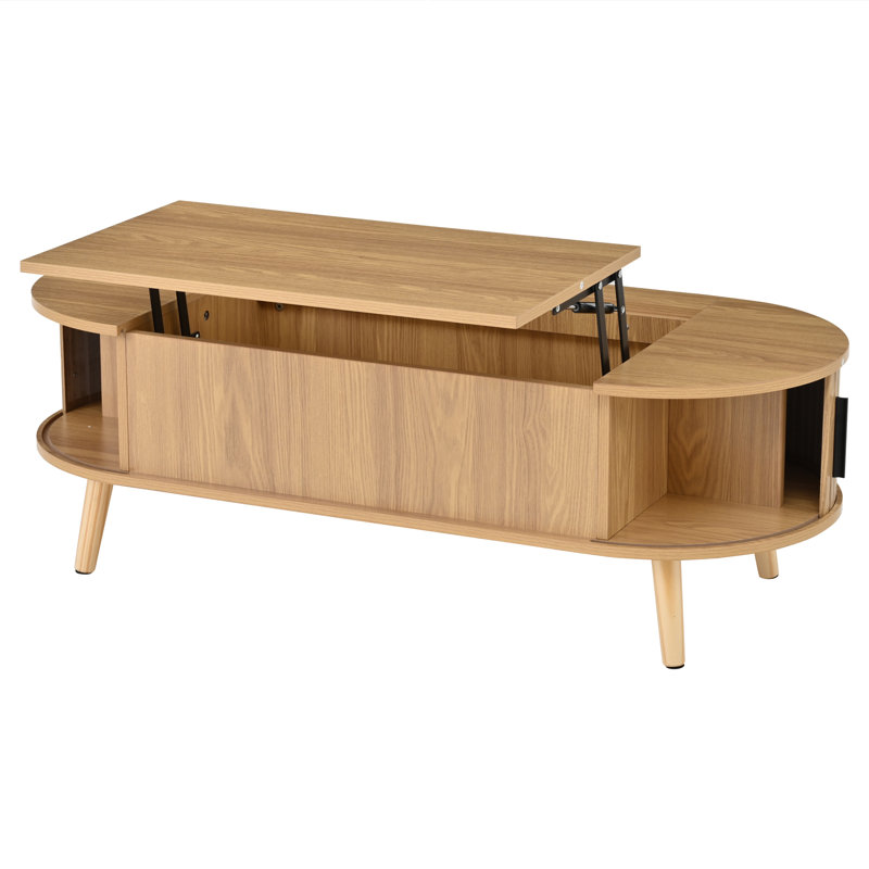 Lift Top Coffee Table with Storage, Natural wood