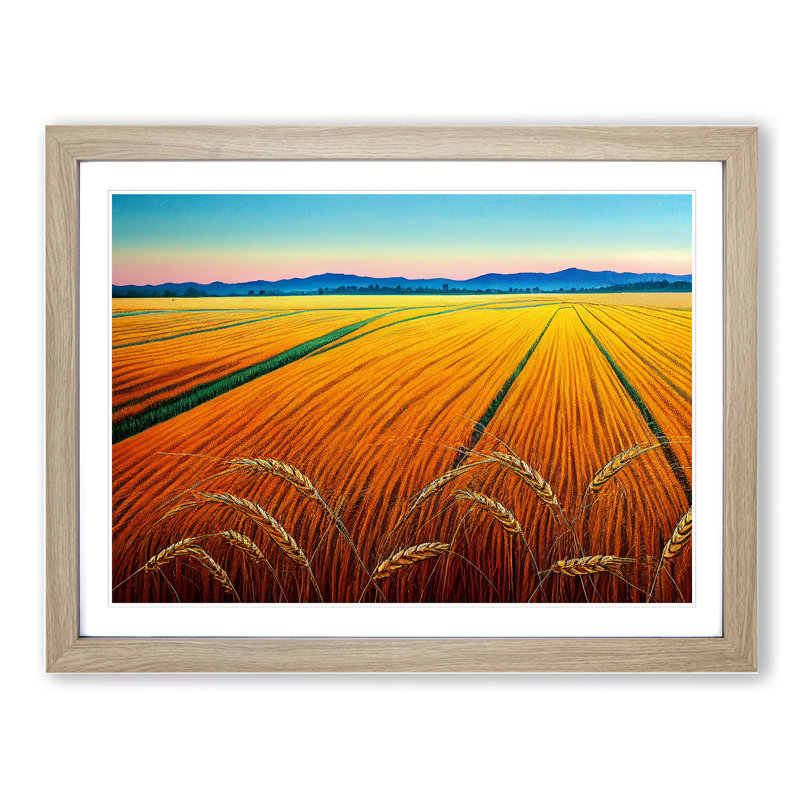 Wholesome Wheat Field - Framed Print, 25cm H x 34cm W x 2cm D, Oak Framed