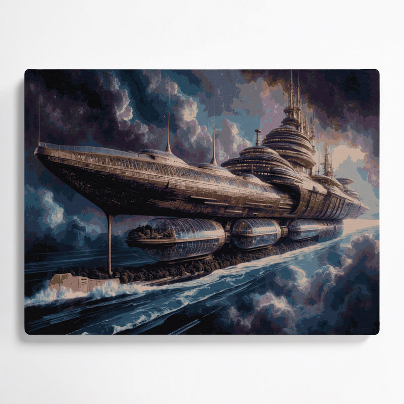 Art mural gris Space Space vaisseaux, H 11 po x l 14 po