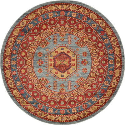 Tapis bleu clair tissé à la machine Eesi