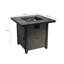Foyer de table carré en acier au propane 40000BTU avec panneau latéral en textilène, couvercle en acier et pierres