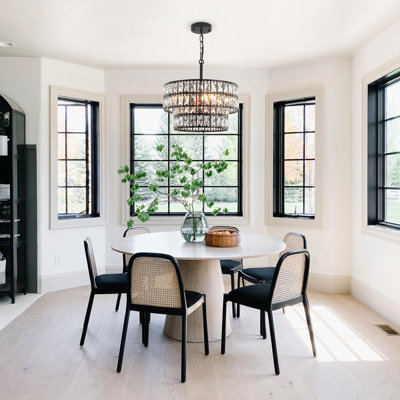 Modern 2-Tier Black Drum K9 Crystal Chandelier