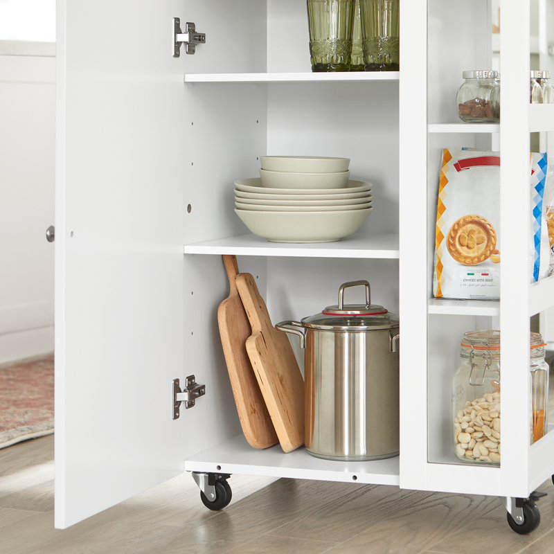 Kingon Wood Kitchen Island, White