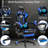Hoffree Reclining Ergonomic PC & Racing Game Chair with LED Lights & Massage Lumbar Pillow-107220858