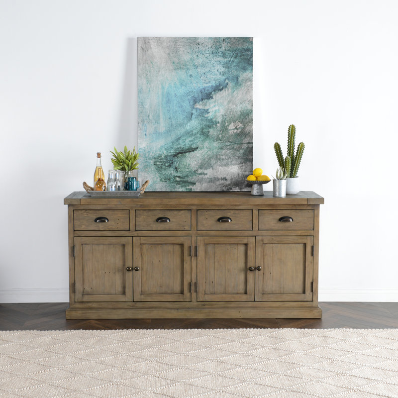 Kinston 74" Wide Solid Wood Sideboard, Distressed Brown