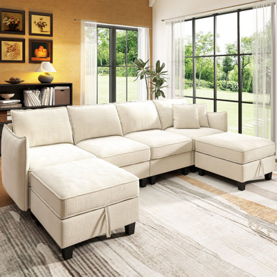 Canapé modulaire en U en chenille 112 po avec 2 repose-pieds