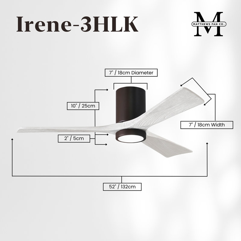 Irene LED Ceiling Fan, Textured Bronze, 52", Matte White